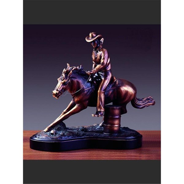 Marian Imports Marian Imports F54502 Barrel Racer Bronze Plated Resin Sculpture 54502